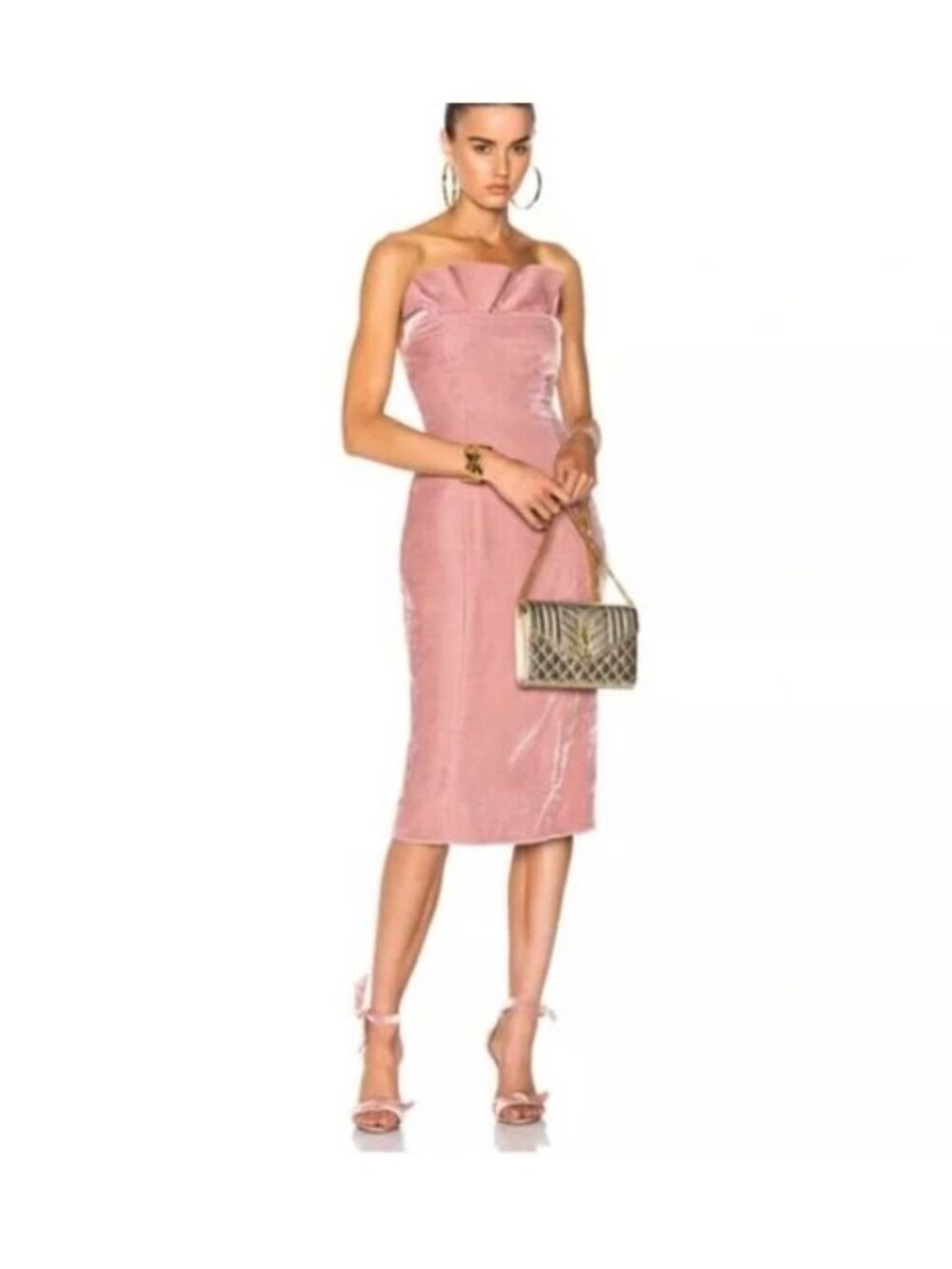 CINQ A SEPT Pink Strapless Velvet Marceau Dress sz 6